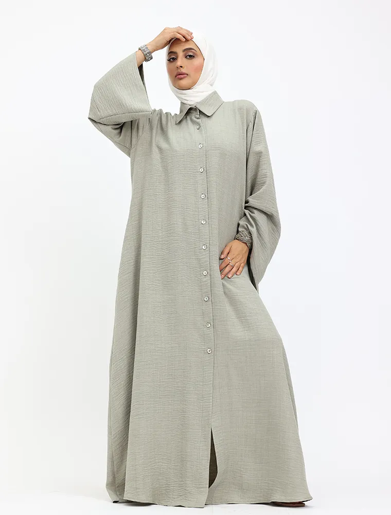 Khaki Linen Feel Collar Shirt